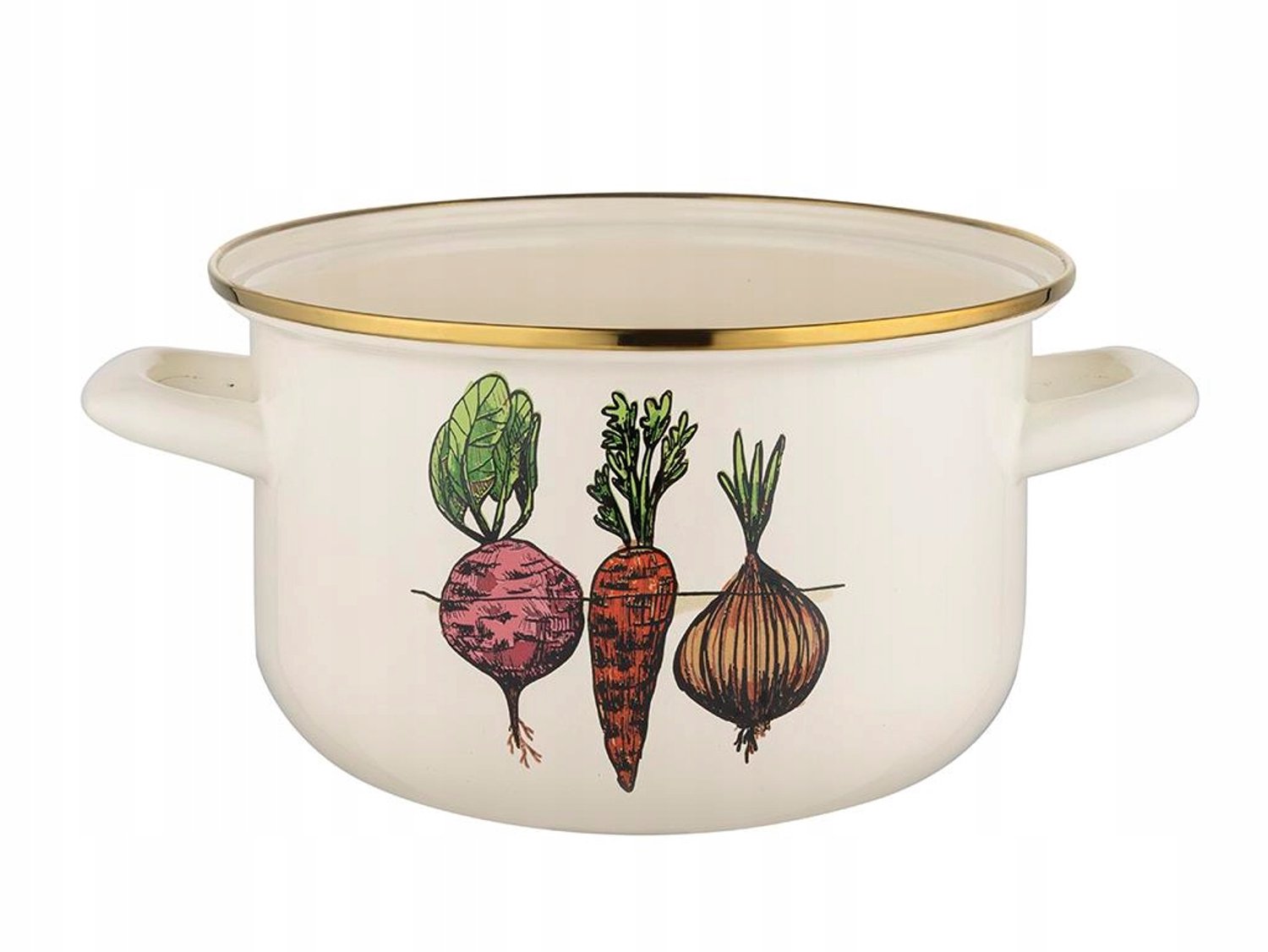 FLORINA Traditionele Emaille Pan 'Warzywka' 4.2L - Beige