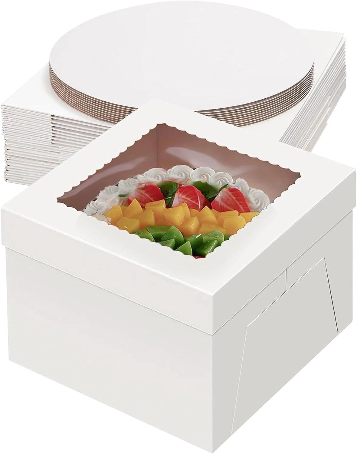 Set van 4 Taarttransportdozen met Kijkvenster | 30x30x25 cm |