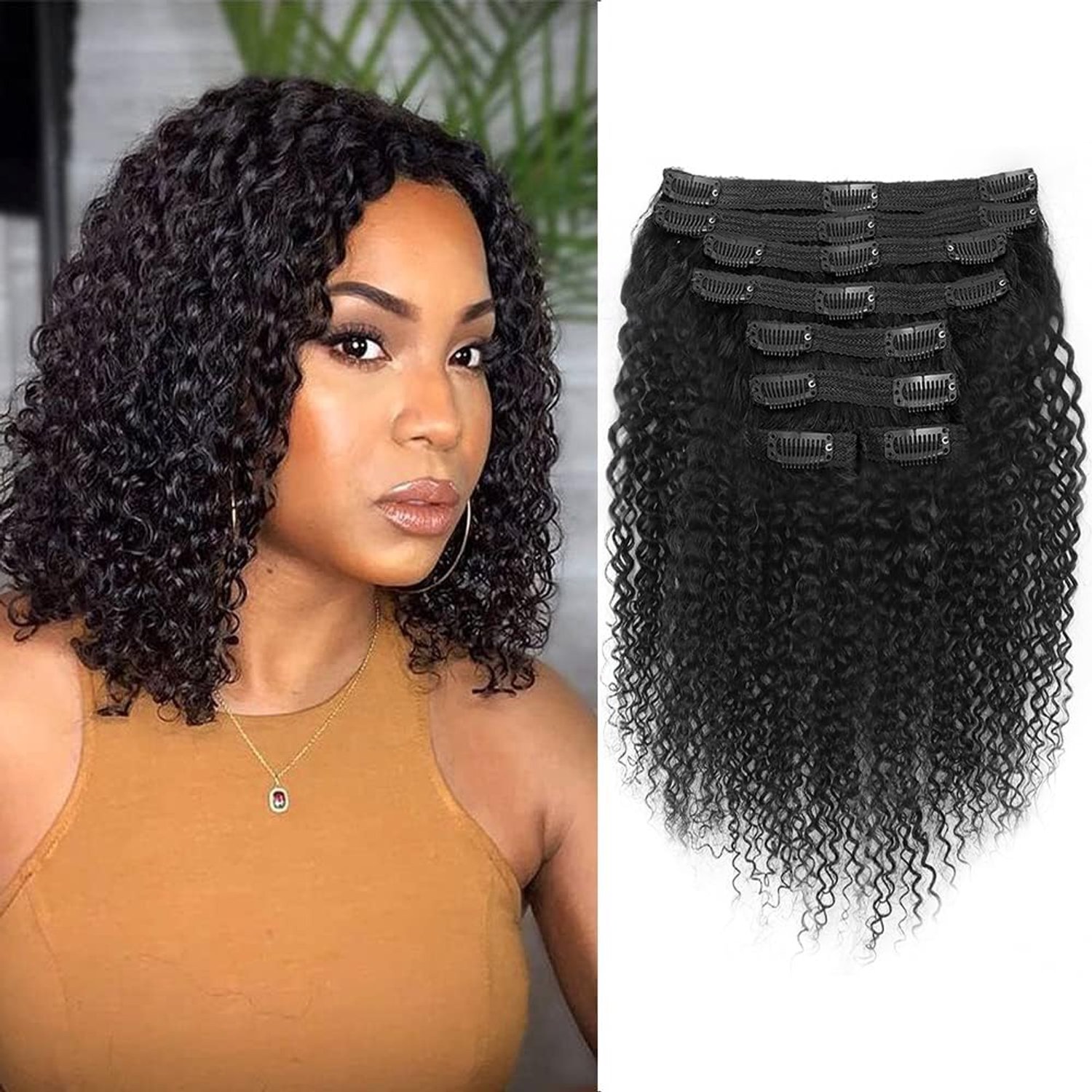 Krullende clip-in extensie menselijk haar 3C 4A kinky krullende clip-in volledig hoofd voor zwarte vrouwen Braziliaans Remy-menselijk haar natuurlijk