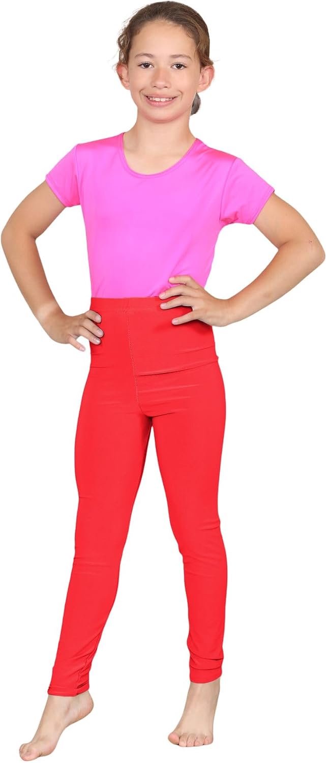 Nieuwe Meisjes Kids Plain Stretchy Microfiber Leggings Gymnastiek Volledige Lengte Broek