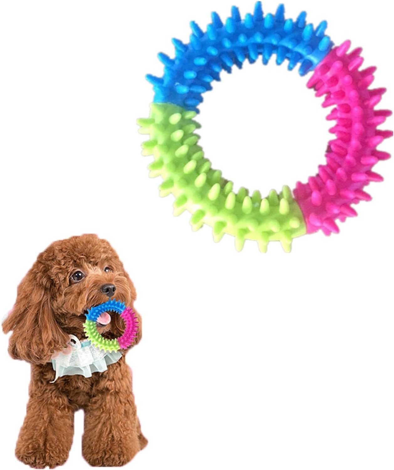 360° Schoonmaak Speeltje voor Honden - Kalmerend Kauwspeeltje voor Kleine Honden en Puppy’s, Rubber Kauwspeeltje voor Mondgezondheid en Interactief Spel