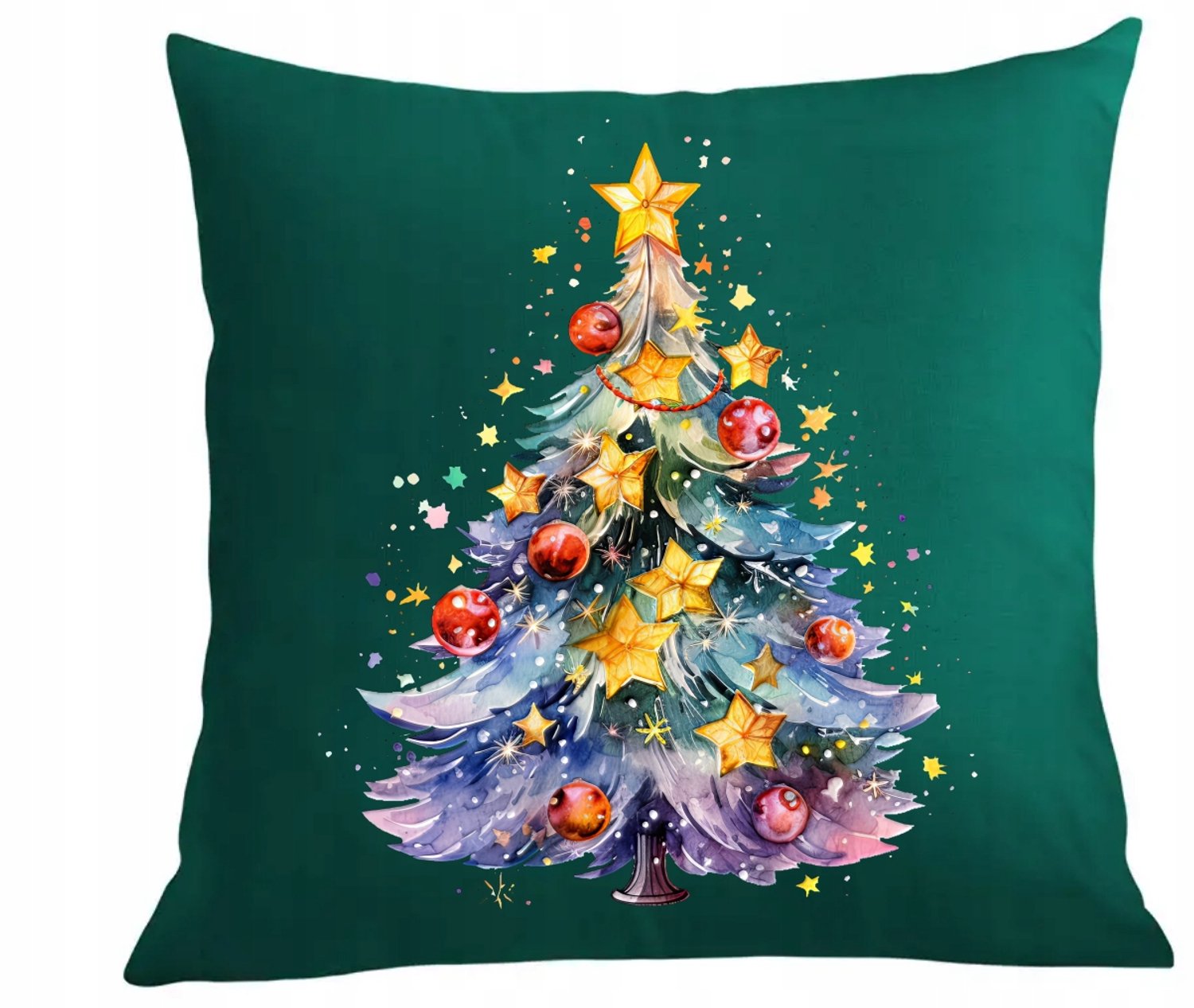 Kerst Kussenhoes met Kerstboom & Kerstballen - Diverse Kleuren