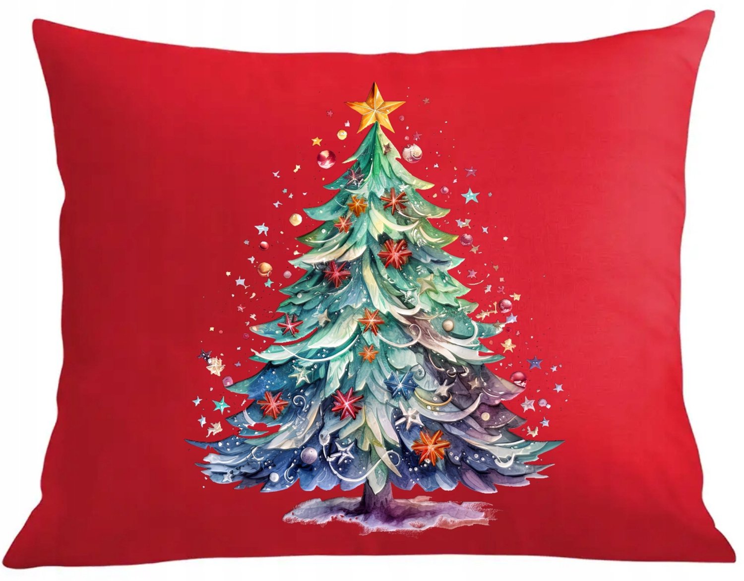 Kerst Kussenhoes met Vulling - Kleurrijke Kerstboom & Ballen