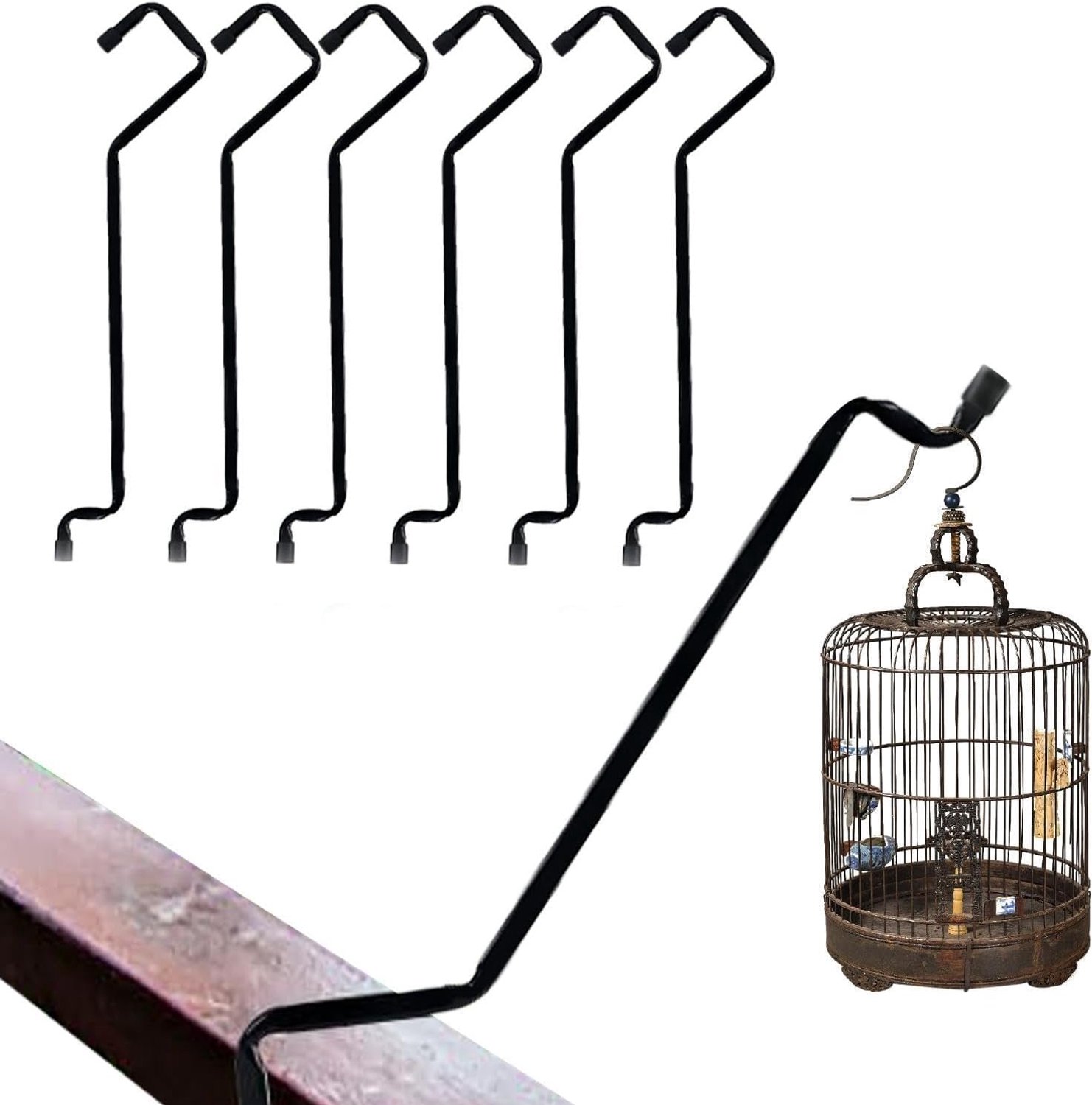 Haak voor balkon- en terrasleuningen, 6 houders voor hangmanden, bloemenhangers voor terrassen, 24,4 cm, buitentoepassingen in de woning