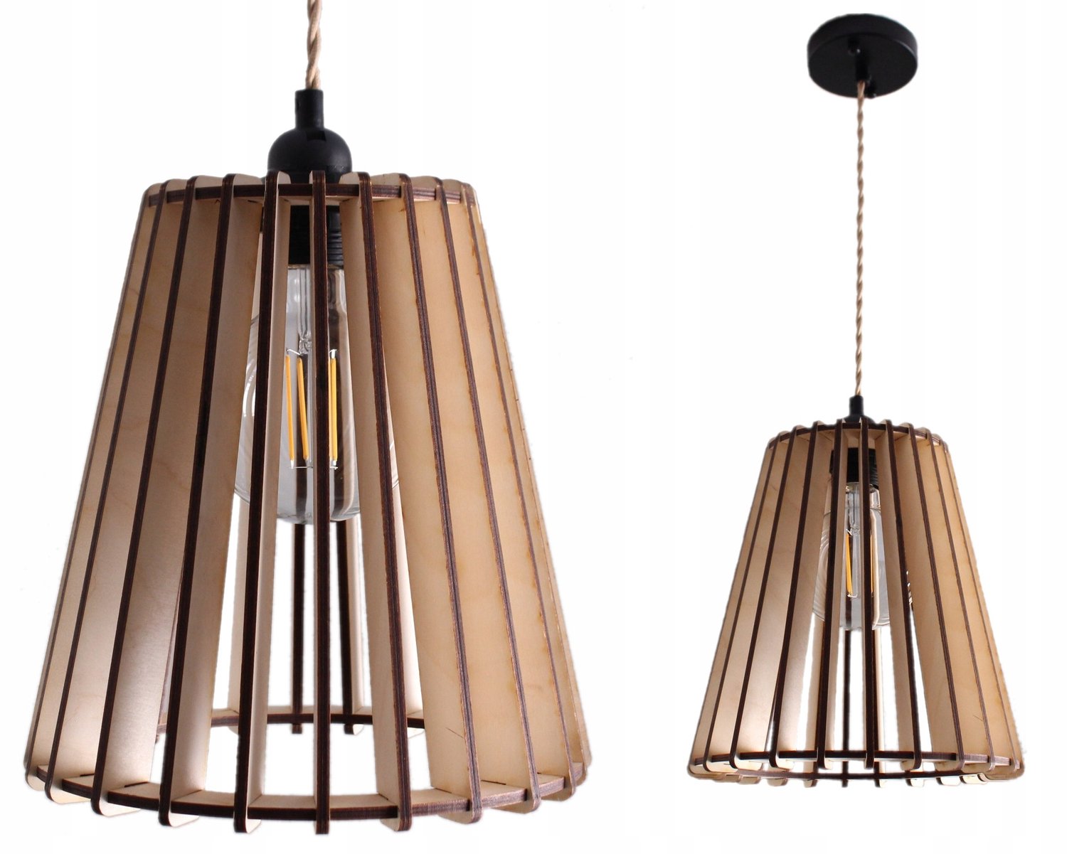 Houten Hanglamp Cone - Naturel/Bruin - E27 Fitting