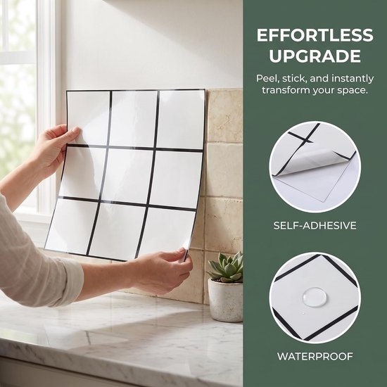 20 Stuks PVC Zelfklevende Tegelstickers Waterdichte Badkamerwandpanelen Eenvoudig Reinigen Decoratieve Wandbekleding met Ruitpatroon — afbeelding 2
