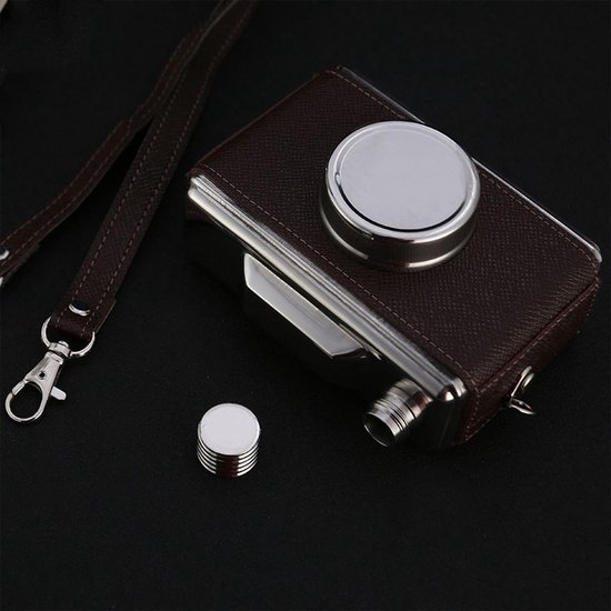 Vintage Whisky Liquor Flacon Camera Fles 325 ml Draagbare Vierkante Rvs Heupfles voor Outdoor Camping Klimmen Wandelen Picknick Party — afbeelding 4