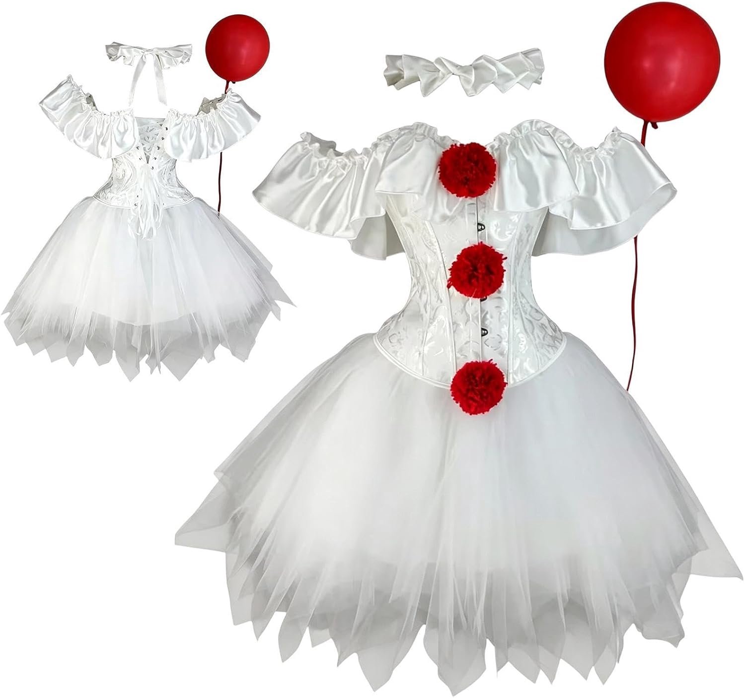 Halloween-kostuums voor dames, gothic, clown-geïnspireerde tutu-jurk