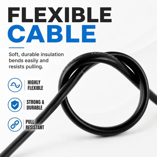 2 stuks eurostekkerkabel met stekker, 1,5 m netsnoer met IP20-2 x 0,75 mm² — afbeelding 4