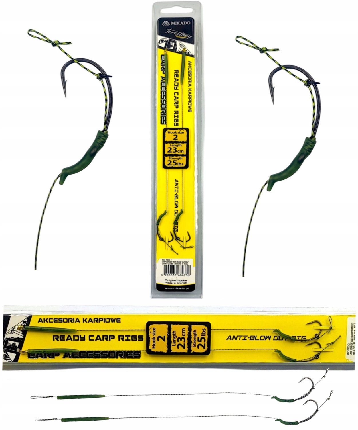 Karper Rig Anti Blow Out Haak 4 25lbs 23cm Zacht Gevlochten Lijn