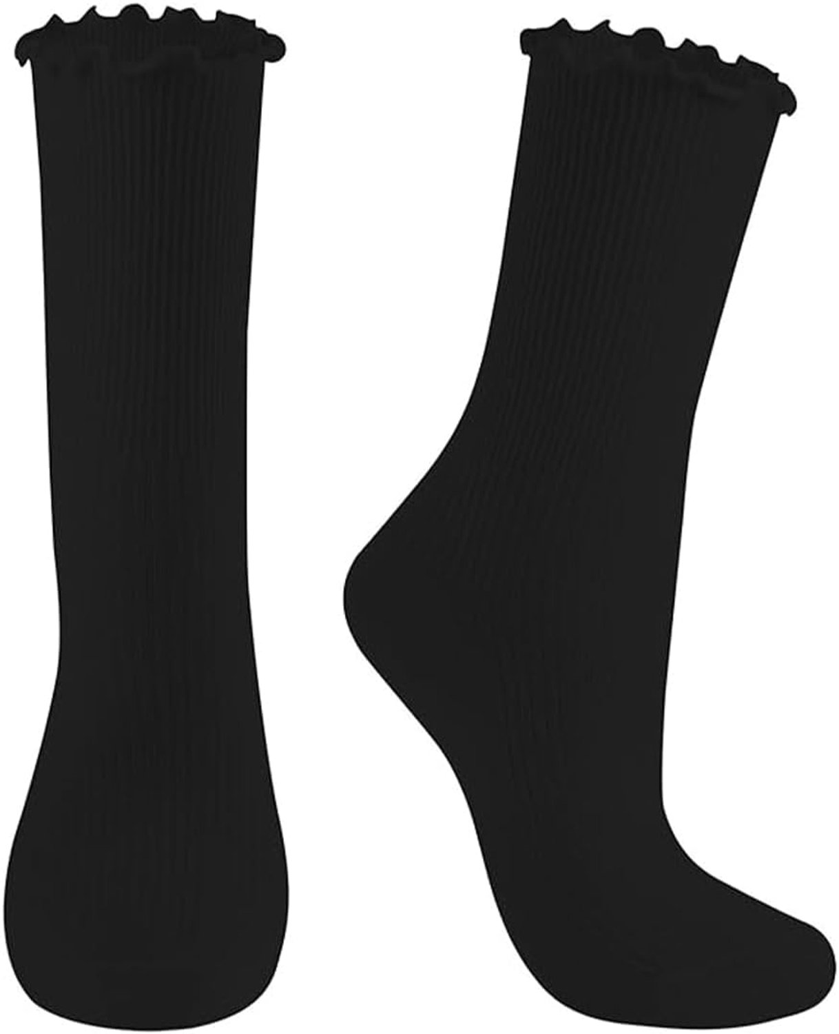 1 paar sokken met ruches voor dames, zwarte ruches, sokken met ruches voor dames, schattig, comfortabel, zweetabsorberend en ademend, ruches, gebreide sokken voor dames, meisjes en vrouwen