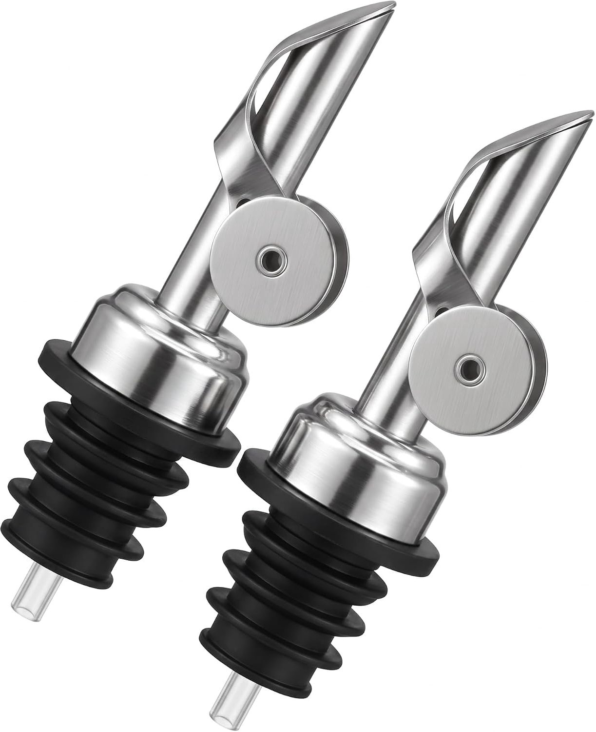 Olieschenktuit met Automatische Sluiting - 2 Stuks RVS Schenkdop Zilver