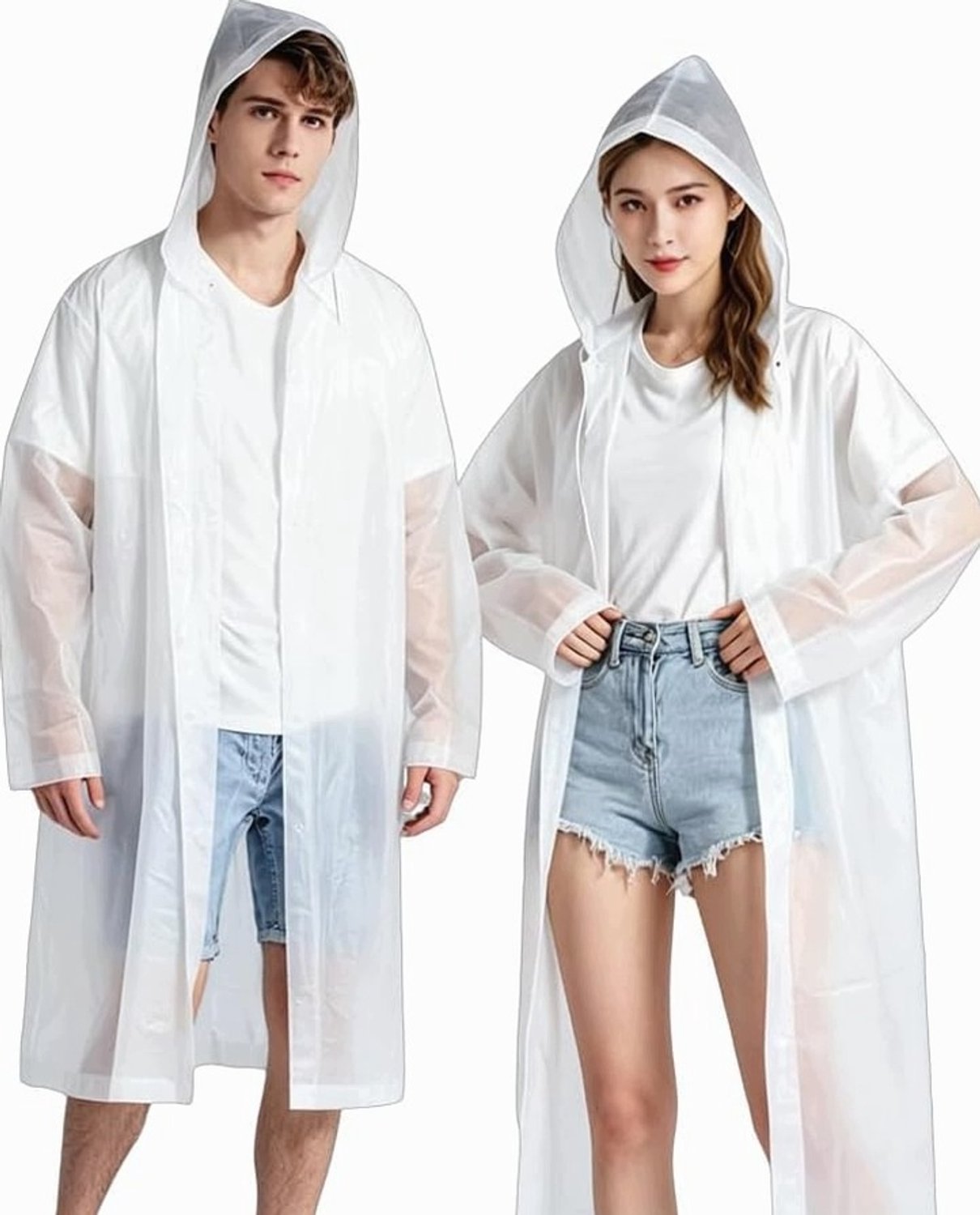 2x Transparante Regenponcho Unisex - Waterdicht & Ademend PEVA