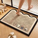Schattige badmat van diatomeeënaarde met cartoonmotief – antislip en sterk absorberend, voorzien van een rand in vintage-stempelstijl – geschikt voor badkamer, keuken of slaapkamer (golvende rand – schattige Bichon Frisé) 40 x 60 cm