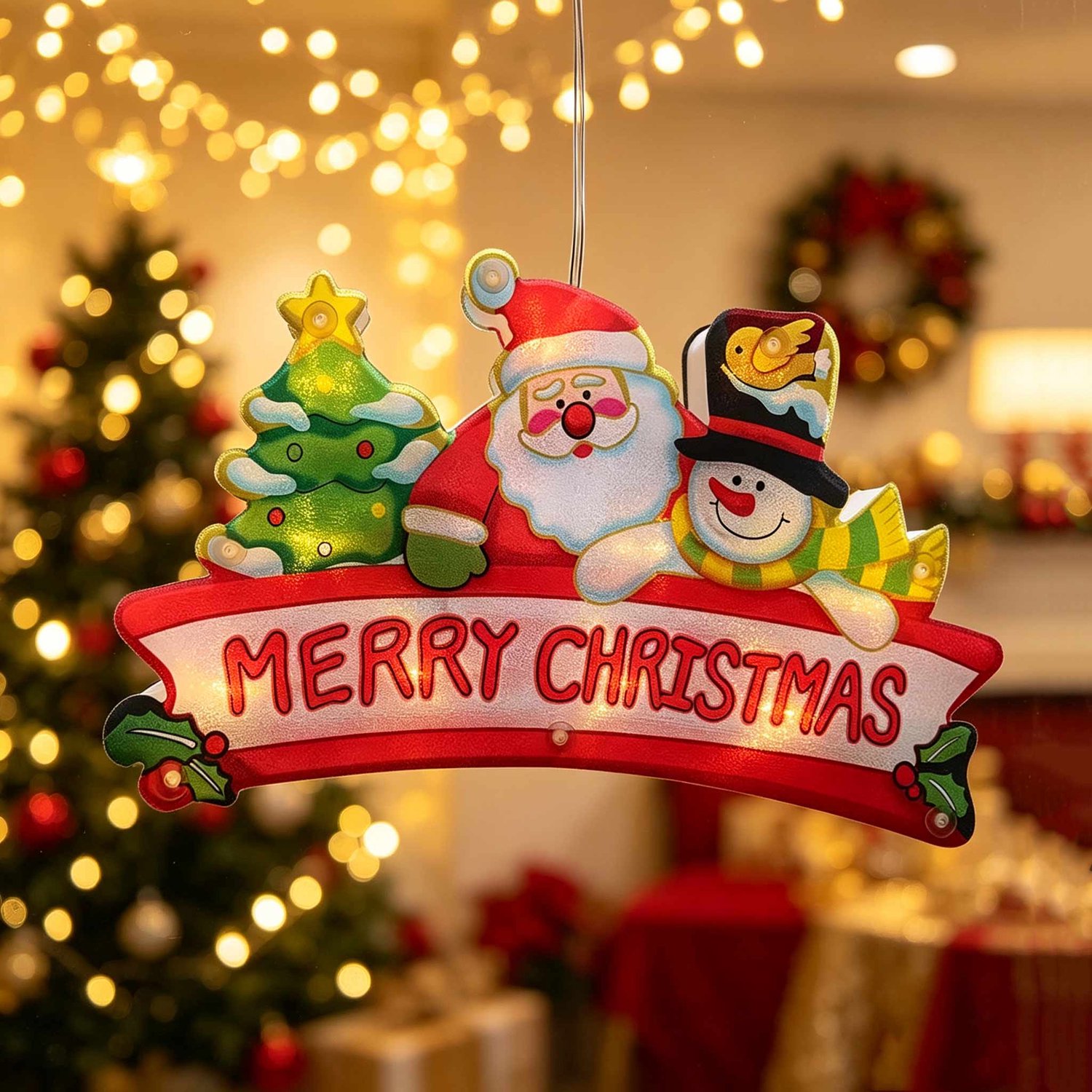 Meedeer LED kerstverlichting(3 led-zuignappen set)-Verlichte kerstfiguren-Voor ramen/opgehangen-Kerst decoratie verlichting-Kerst Raamverlichting(Herten/Sneeuwpoppen/Kerstman) – foto 3