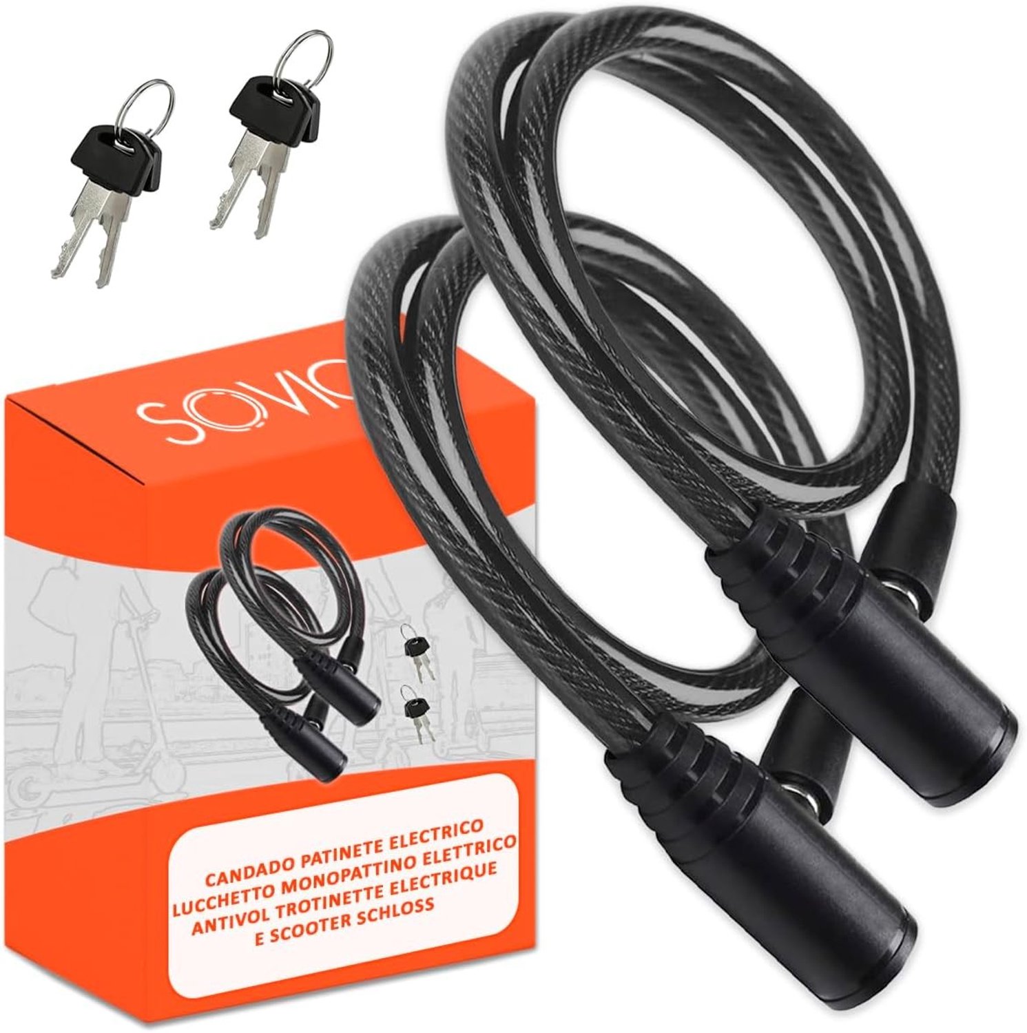 Hangslot voor elektrische scooter - Zwart - 60 cm - Robuuste Stalen Kabel - Voor Extra Beveiliging