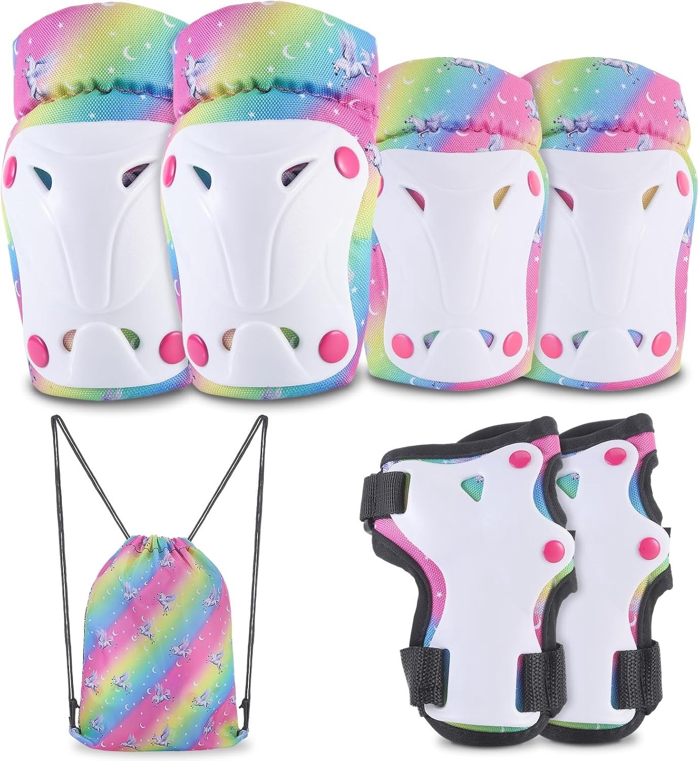 Complete 6-in-1 Inliner Beschermset voor Kinderen - Knie- en Elleboogbeschermers, Veiligheidsuitrusting voor Skaten en Steppen