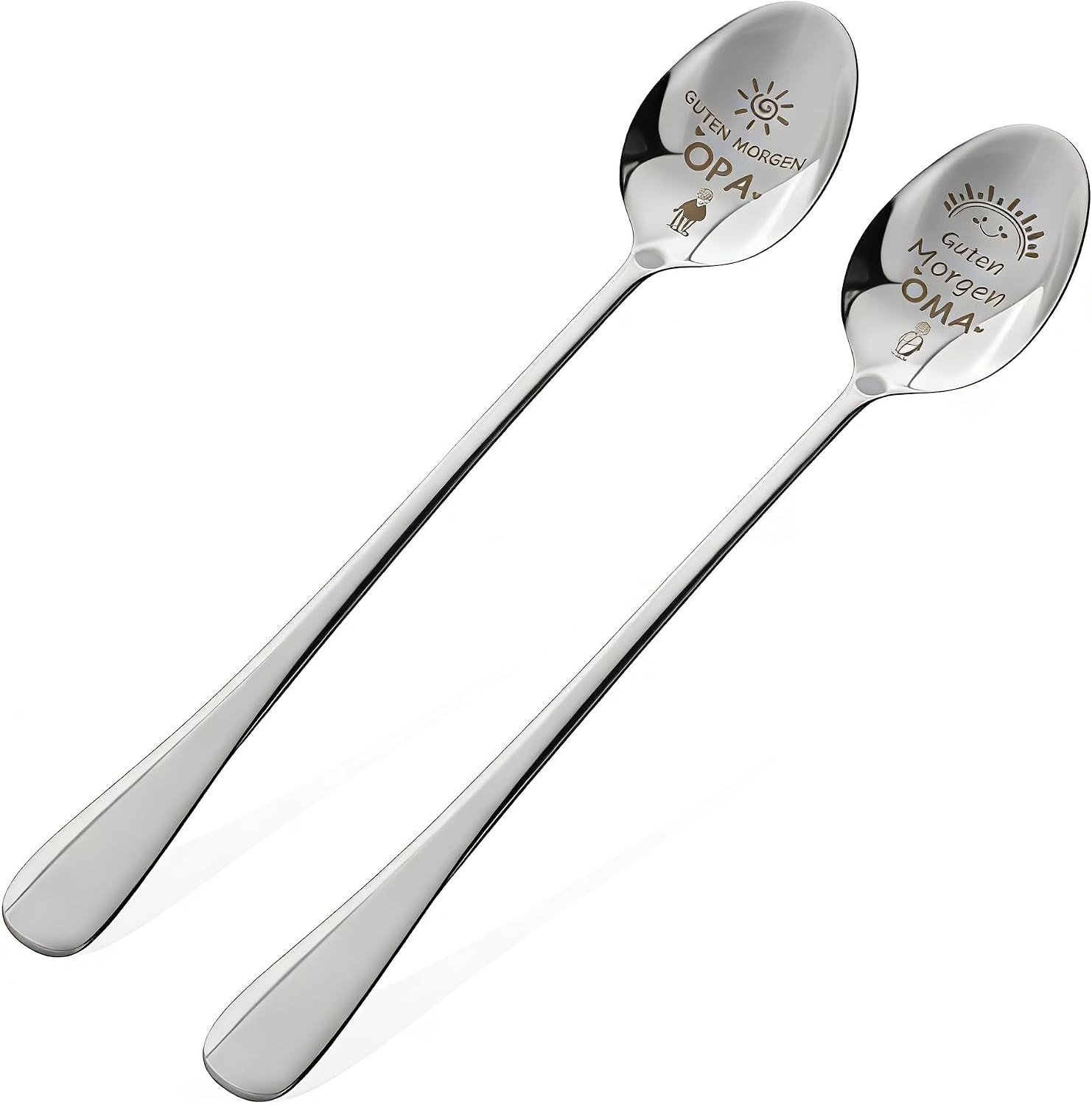 Set van 2 Gegraveerde Lepels "Goedemorgen Oma" en "Goedemorgen Opa", Perfect Cadeau voor Verjaardag of Speciale Gelegenheden, Uniek en Persoonlijk Geschenk