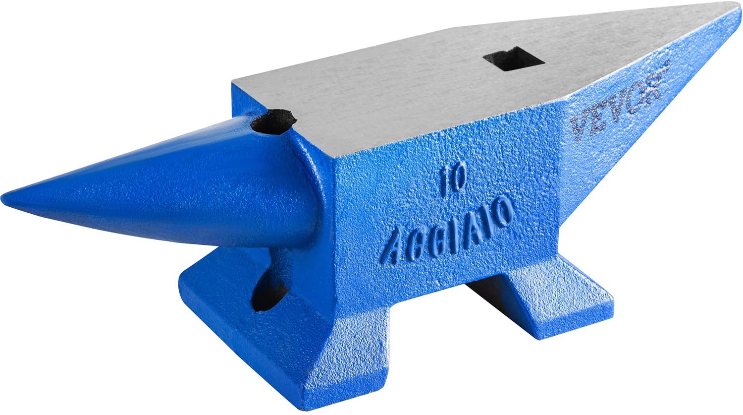 Happybuy Smeede aambeeld 10 kg smederij accessoires aambeeld gereedschap gesmeed staal met rond en vierkant gat robuust, blauw