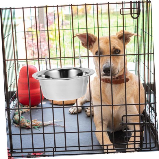 2stuks Rvs Hangende Huisdieren Voedsel Waterkom Multi-functionele Antilekbowl Voor Katten Honden Duurzaam Eenvoudig Te Reinigen Voor Kooi of Hondenbench — afbeelding 2