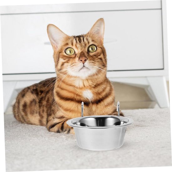 2stuks Rvs Hangende Huisdieren Voedsel Waterkom Multi-functionele Antilekbowl Voor Katten Honden Duurzaam Eenvoudig Te Reinigen Voor Kooi of Hondenbench — afbeelding 3
