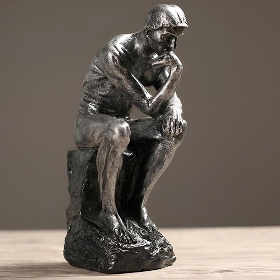 Syfunlv Denker Standbeeld, zandsteen, lezen, denker, beeldje, 26 cm, gepersonaliseerde abstracte ornamenten, moderne figuren, esthetische sculptuur, voor kantoor, woonkamer, bureau, kamerdecoratie — afbeelding 5