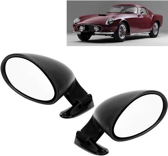 Vintage Auto Buitenspiegel, Zijspiegel 1 Paar Zwart Universele Zijdeur Achteruitkijkspiegel Vintage Auto Modificatie Accessoire — afbeelding 2