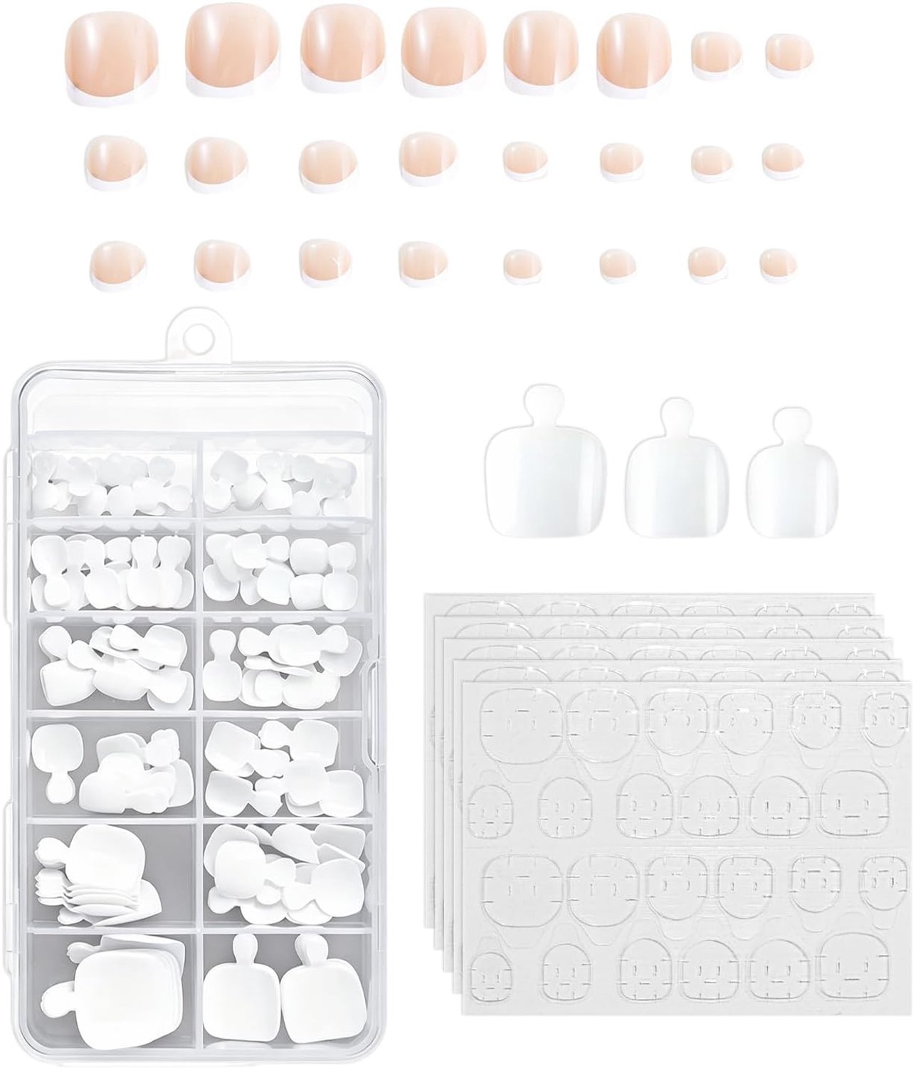120 Witte Teennagels, 24 Franse Teenmanicures, Bijgevoegd Draaggereedschap, Korte Vierkante Nagels, Eenvoudig En Geschikt Voor Dagelijks Gebruik.