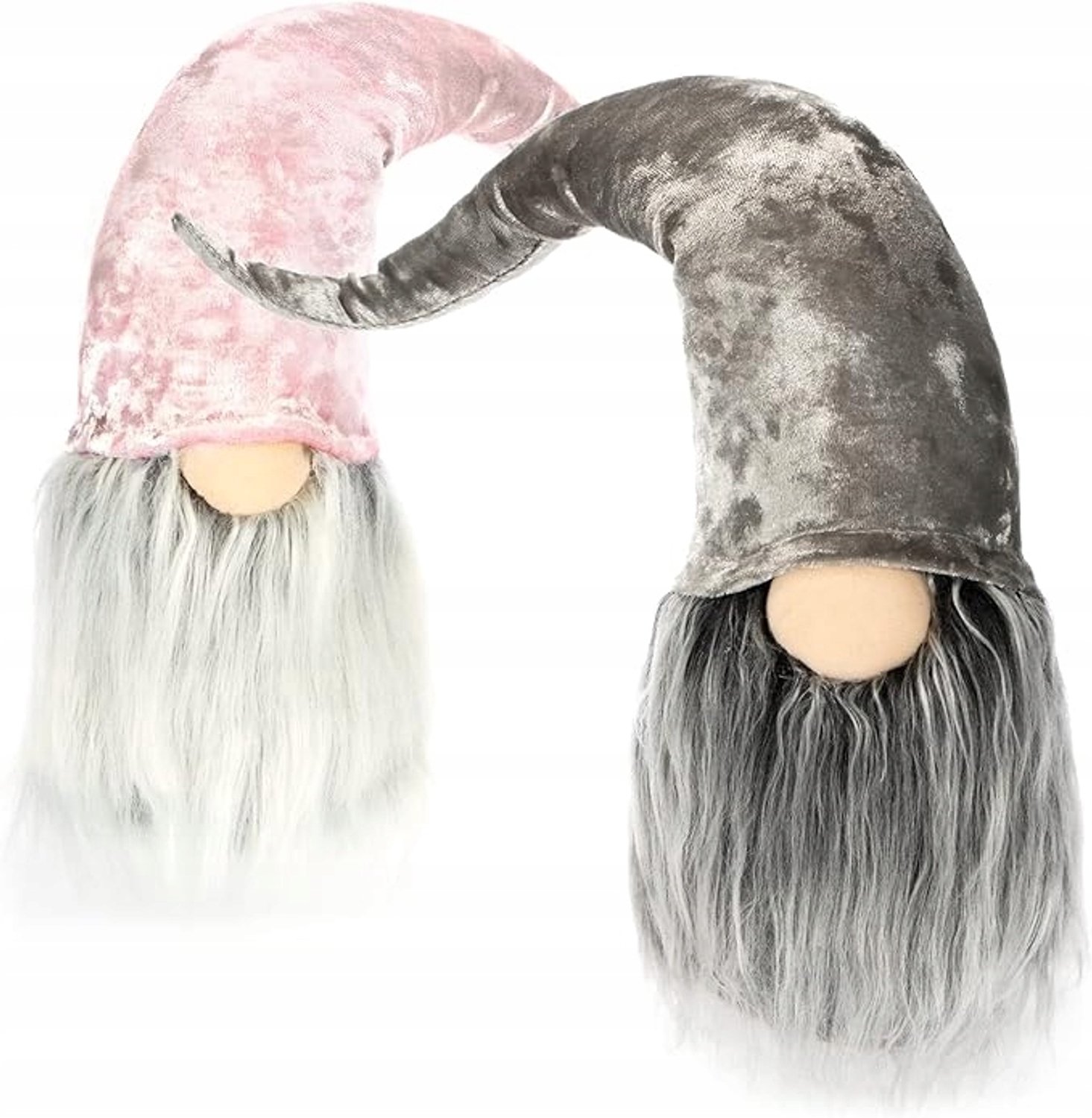 Set van 2 Herfstkabouters - 50cm Hoog - Roze & Grijs - Scandinavische Stijl