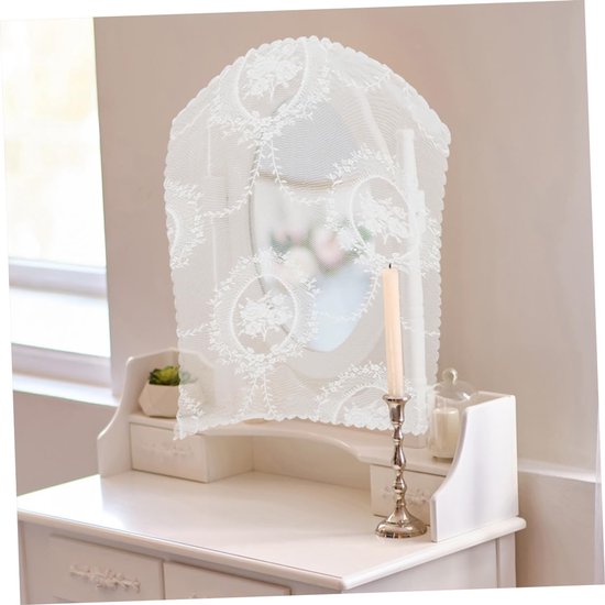 2stuks Elegante Laken Hoes Voor Make-up Spiegels Bloemmotief Tafelkleed Voor Nachtkastje Dressoir Voor Slaapkamerdecoratie Onderhoud Van Meubels — afbeelding 3
