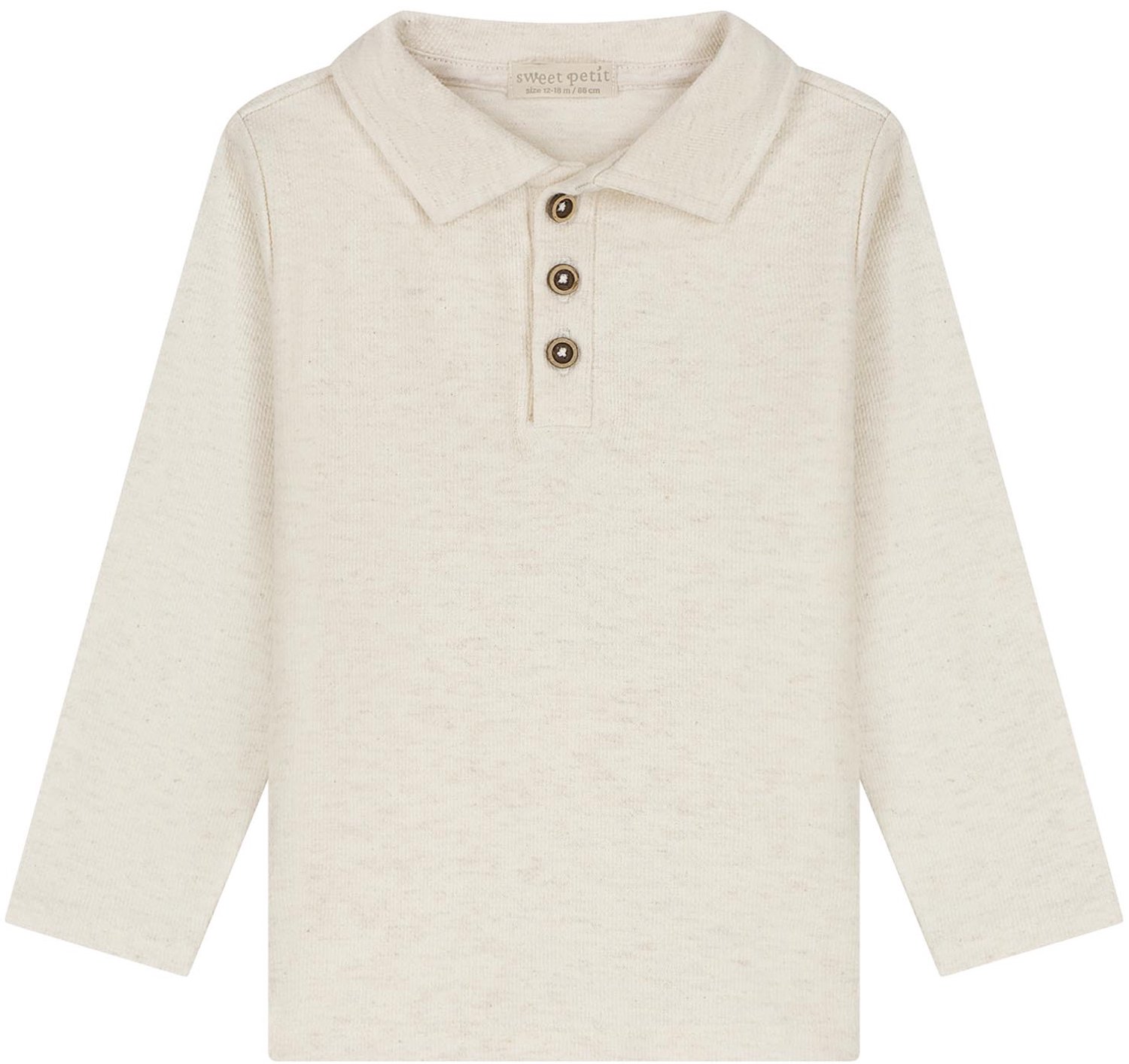 Sweet Petit peuter polo Nathan - jongens - Soft Ecru Melange - Maat 92