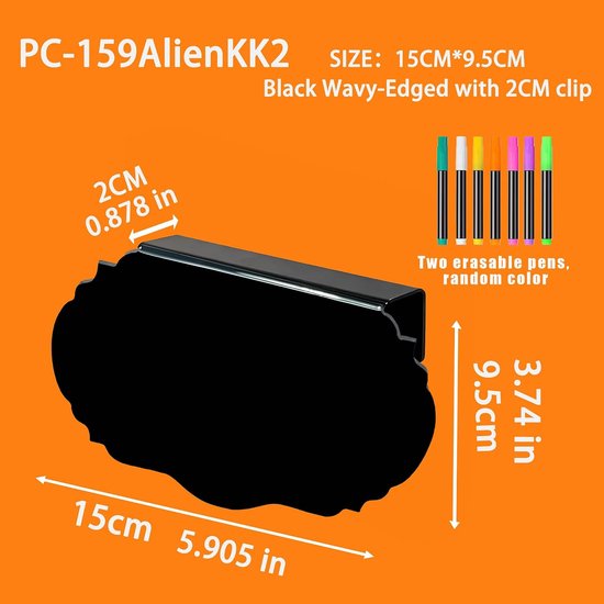 5 stuks zwarte hangers van 15 cm * 9 cm met mini krijtbordje - uitwisbaar en beschrijfbaar - voedseletiketten, gereserveerde tafelbordjes, horizontale acryl houder — afbeelding 3