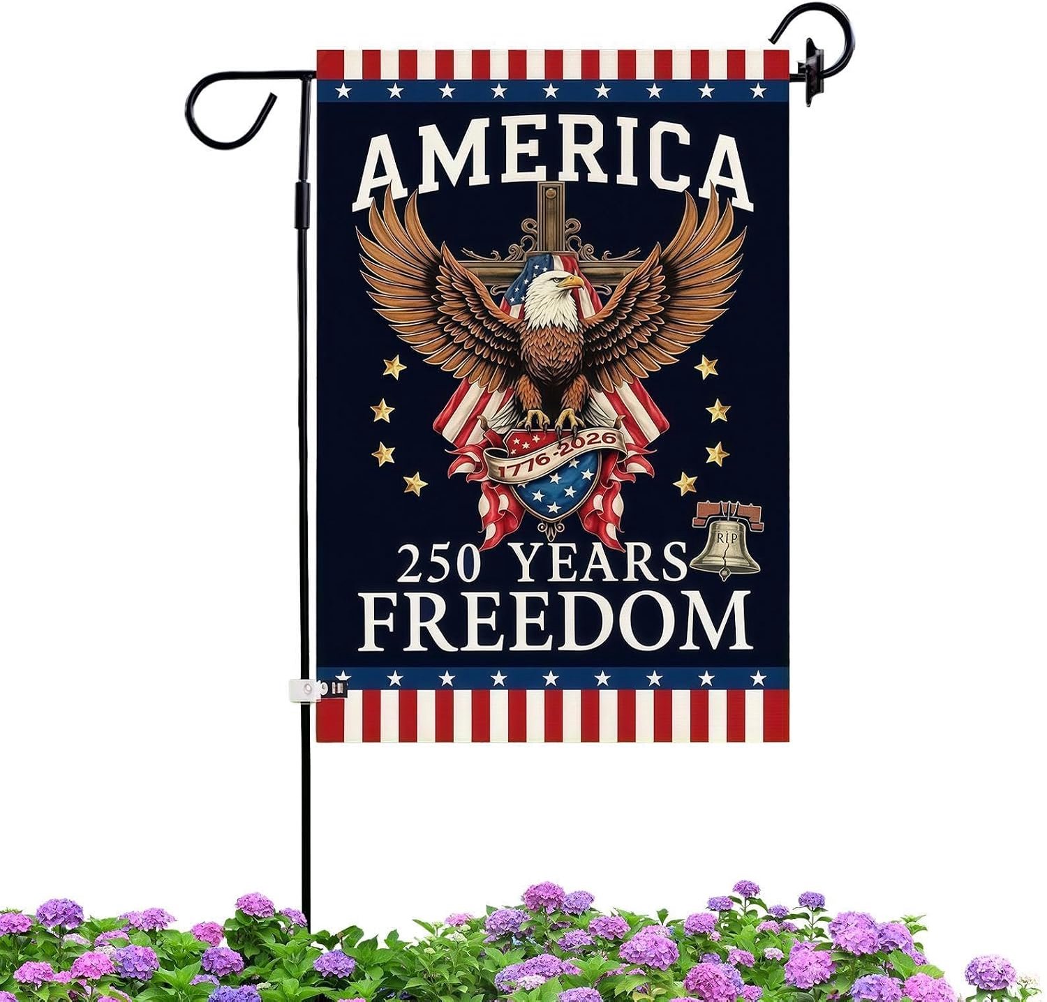 Patriottische tuinvlag 4 juli USA, 1776-2026 herdenkingsvlag 30 x 40 cm, 250e herdenkingsdag vlag voor buiten - voor terras balkon gazon buiten vakantie feest en veteranen