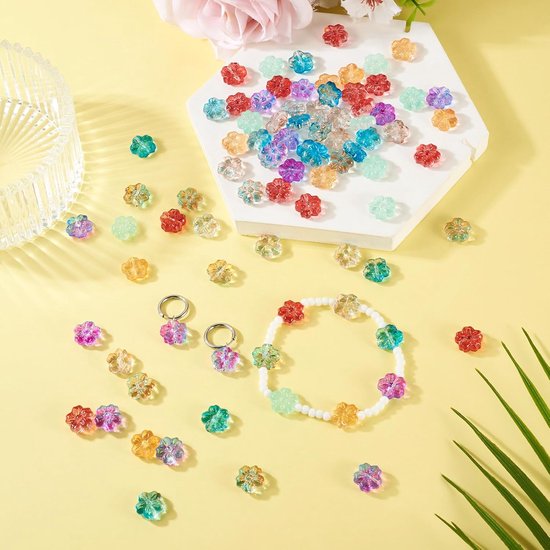 80 stuks glazen bloemkralen Sakura bloem kristalkraal bloem losse spacerkralen voor lente armbanden kettingen oorbellen sieraden maken thuisdecoratie — afbeelding 3