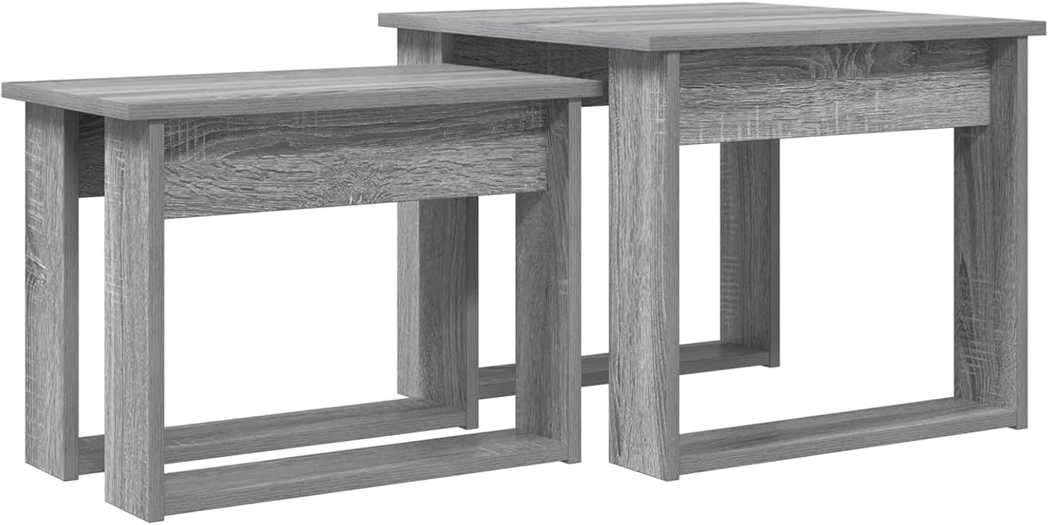 Moderne salontafelset 2 stuks van grijs Sonoma-hout, grote tafel 50 x 52 x 42 cm en kleine tafel 50 x 30 x 37 cm, nestdesign voor ruimtebesparende opslag, stijlvol