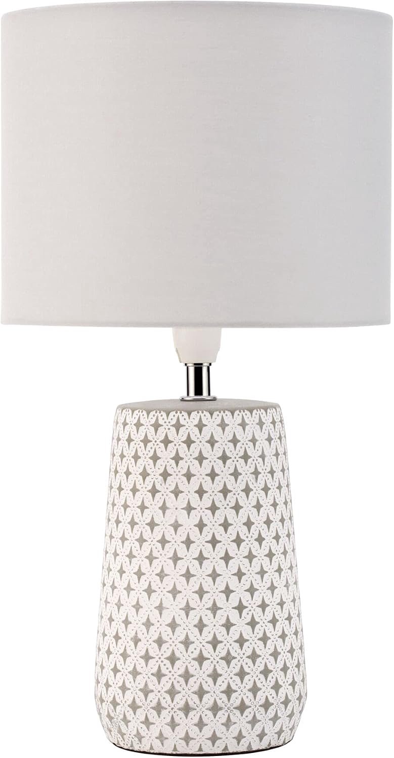 Pauleen 48215 Pretty Purity tafellamp max. 20 watt handgemaakt wit, grijs nachttafellamp in nature-look van stof, beton E14