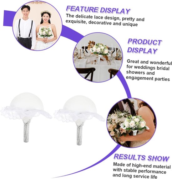 2stuks Foam Bruidsboeket Houder Met Decoratieve Handgreep Voor Bruiloften Ceremonies Eenvoudig Te Gebruiken Met Invoervormen — afbeelding 4