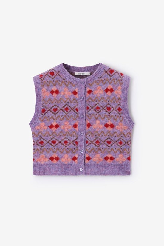 Lichtpaarse Gebreide Jacquard Spencer