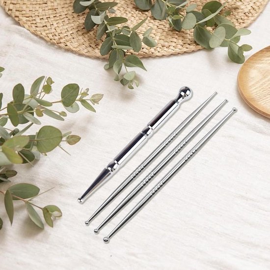 4 stuks Acupressuurpen, Meridianpen, Acupunctuurpen, roestvrij staal Acupressuur Pen, Multifunctionele Meridianpen Staaf voor Massage, Acupressuur en Acupunctuur — afbeelding 5