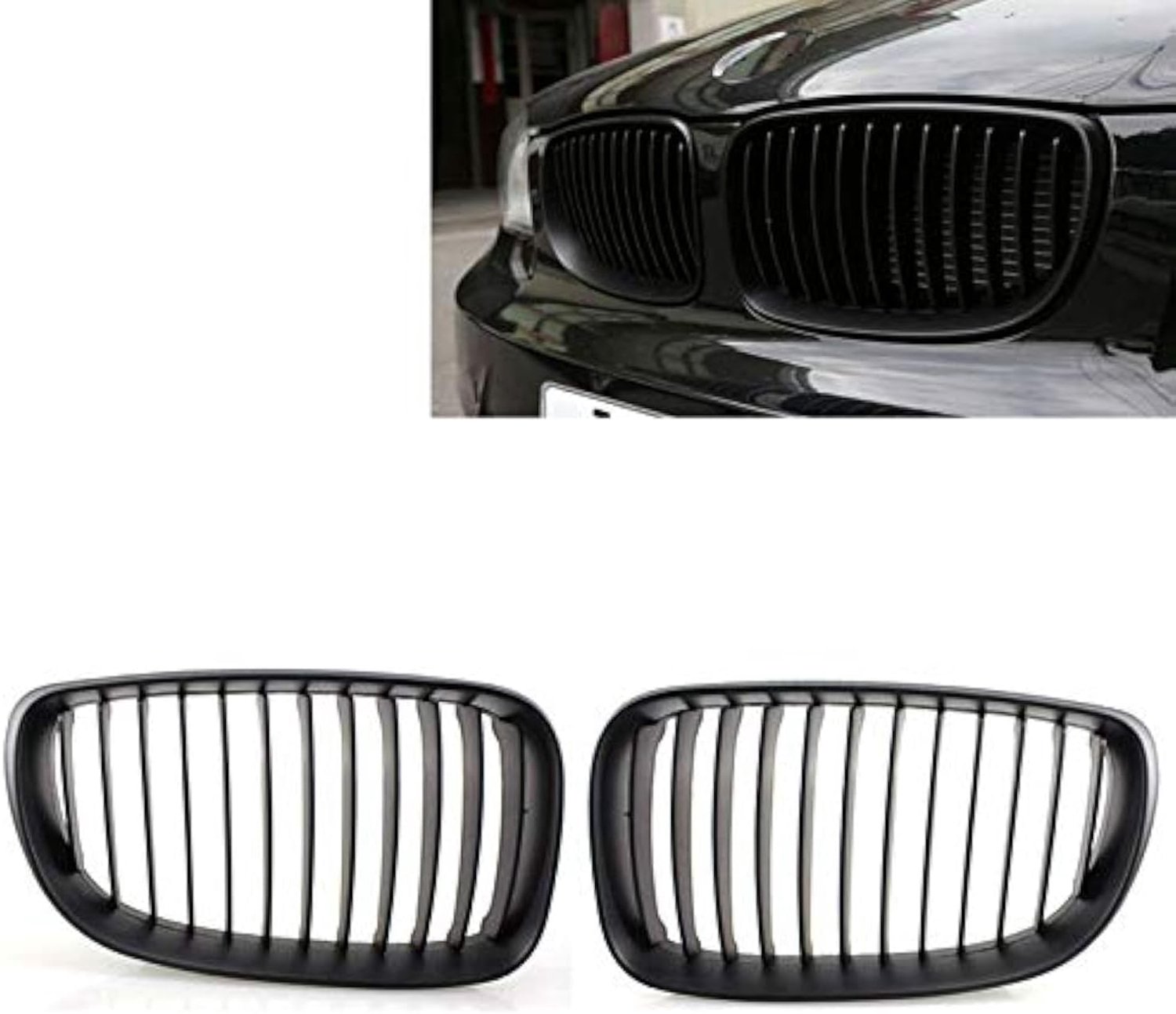 1 paar sportgrille voor E81 E82 E87 E88 LCI 2008-2011 mat zwart