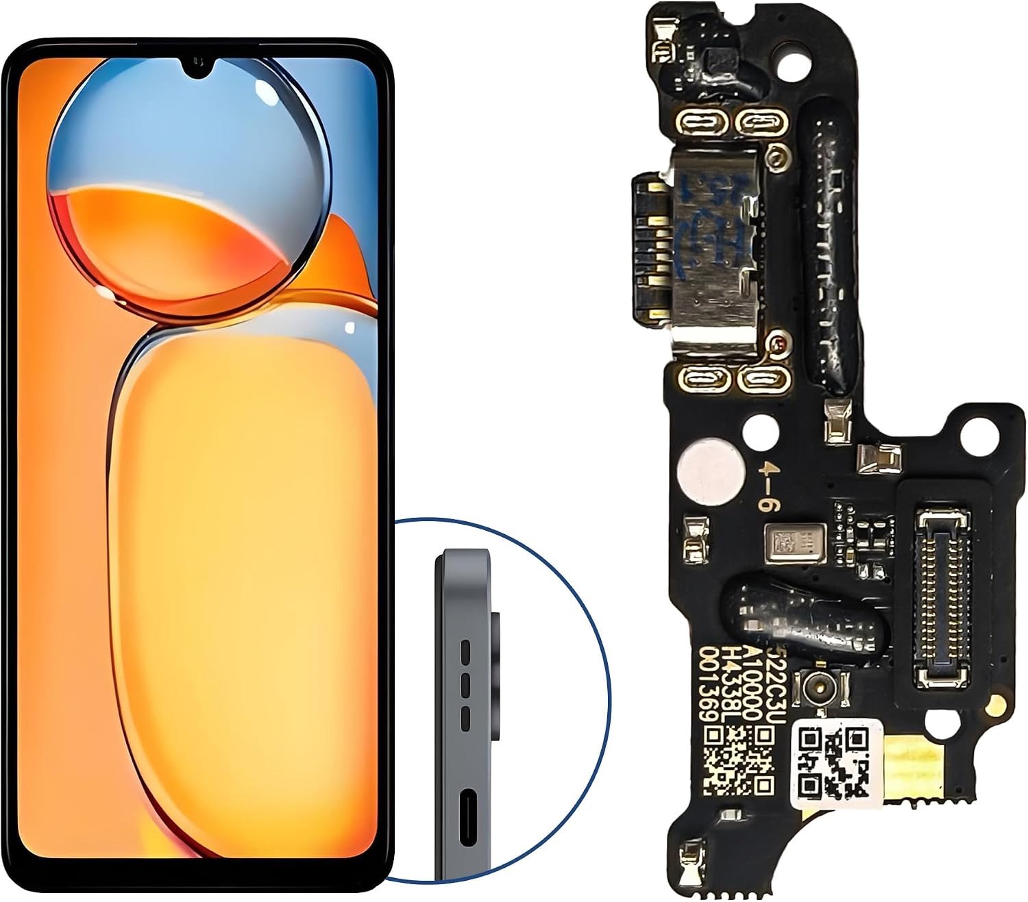 Reparatieonderdelen voor Redmi 13C 4G laadaansluiting met flexibele kabel
