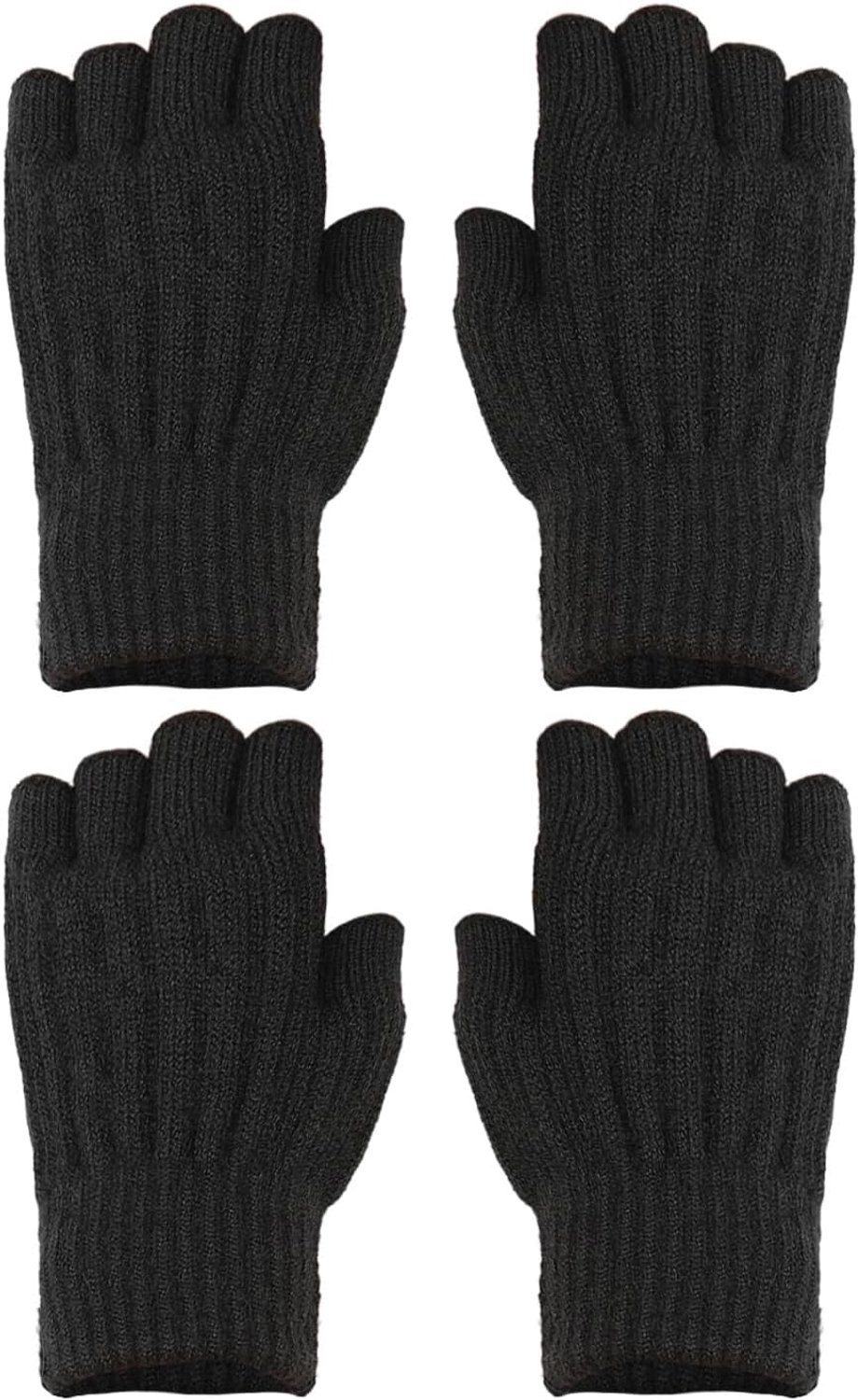 2 Paar Zwarte Halve Handschoenen, Verdikt Alpaca Fluweel, Touch Screen Vingertoppen, Koudbestendig En Warm In De Winter, Flexibel En Comfortabel, Geschikt Voor Autorijden En Buitenactiviteiten.