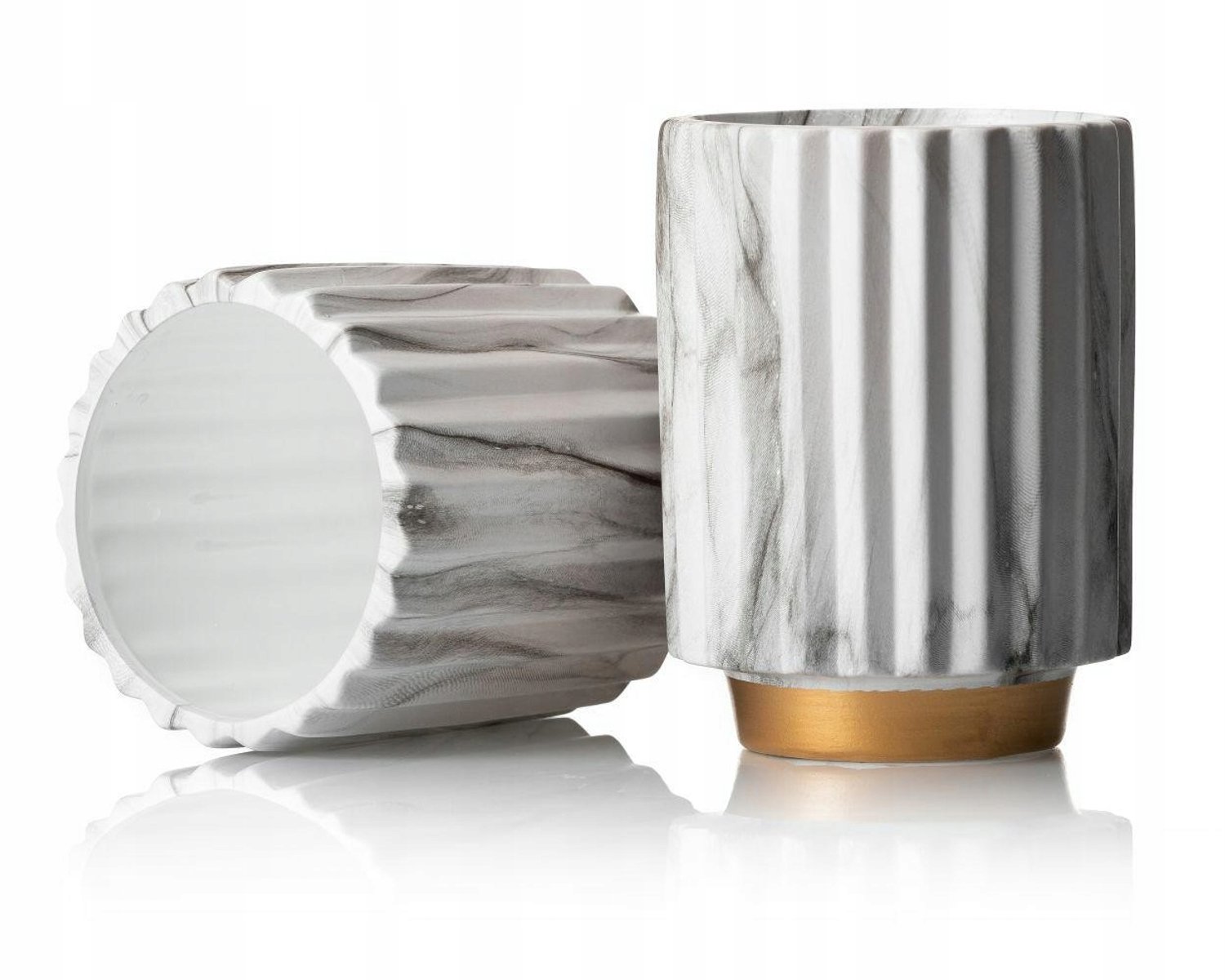Set van 2 Blum Marabeling Gold Keramiek Marmere Vazen Decoratief