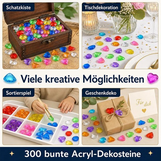 300 stuks edelstenen voor kinderen, kleurrijke acryl glitterstenen — afbeelding 4