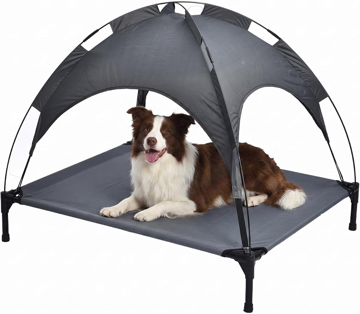 E Capricci Pets Sunny" Verhoogde Honden en Katten Bed, Grijs, 130x90xh20 cm