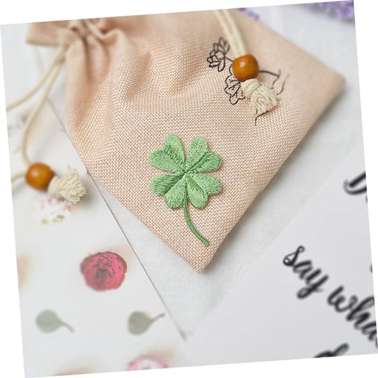 6stuks Groen Borduurpatches Vierbladige Klaver Applicaties Voor Kleding Tassen Creatieve Projecten — afbeelding 3