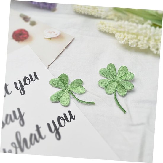 6stuks Groen Borduurpatches Vierbladige Klaver Applicaties Voor Kleding Tassen Creatieve Projecten — afbeelding 2