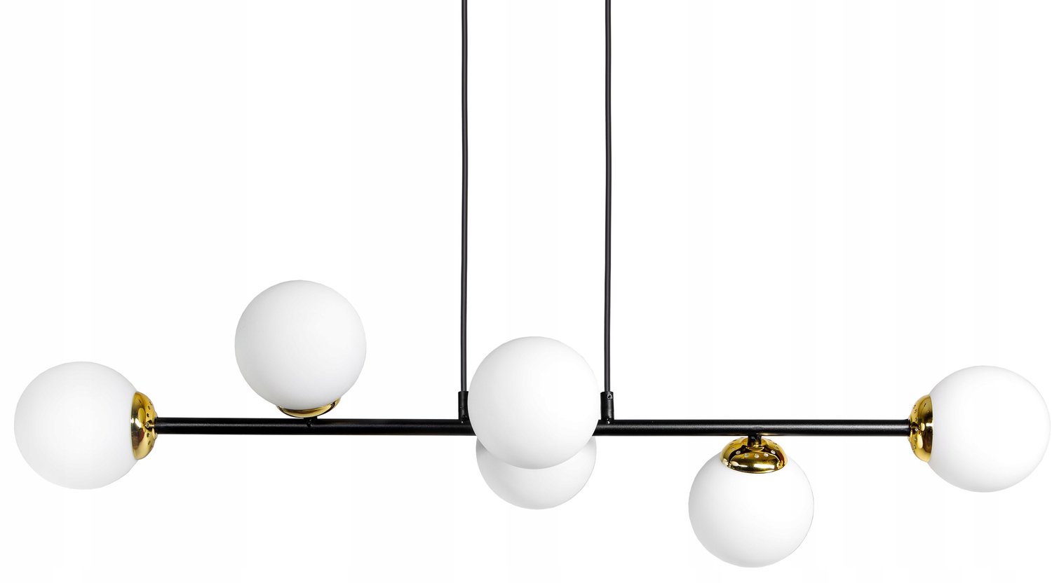 Moderne Glazen Hanglamp Zwart/Goud met 6xE27 Fittingen