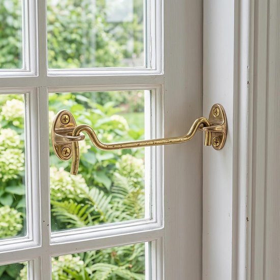2 Stuks Messing Oogsluiting Zware Beveiliging voor Privacy Geschikt voor Schuifdeuren Schuren Hekken Ramen Landelijke Stijl met Vintage Messing Afwerking — afbeelding 5