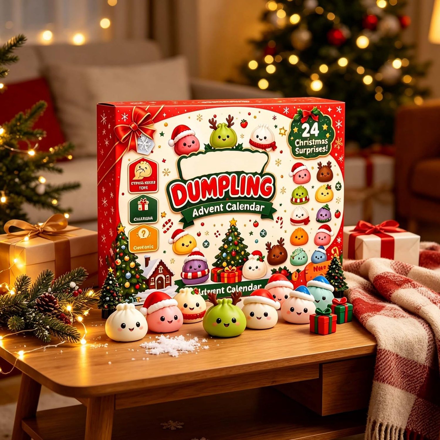 Dumpling Squishy Adventskalender 2026 - 24 Dagen Kerst Aftelkalender met Knijpspeelgoed & Stressballetjes - Antistress Fidget Toys - Geschikt voor Kinderen, Volwassenen, Kerstcadeau & Schoencadeau - 24 Verrassingen - Multikleur
